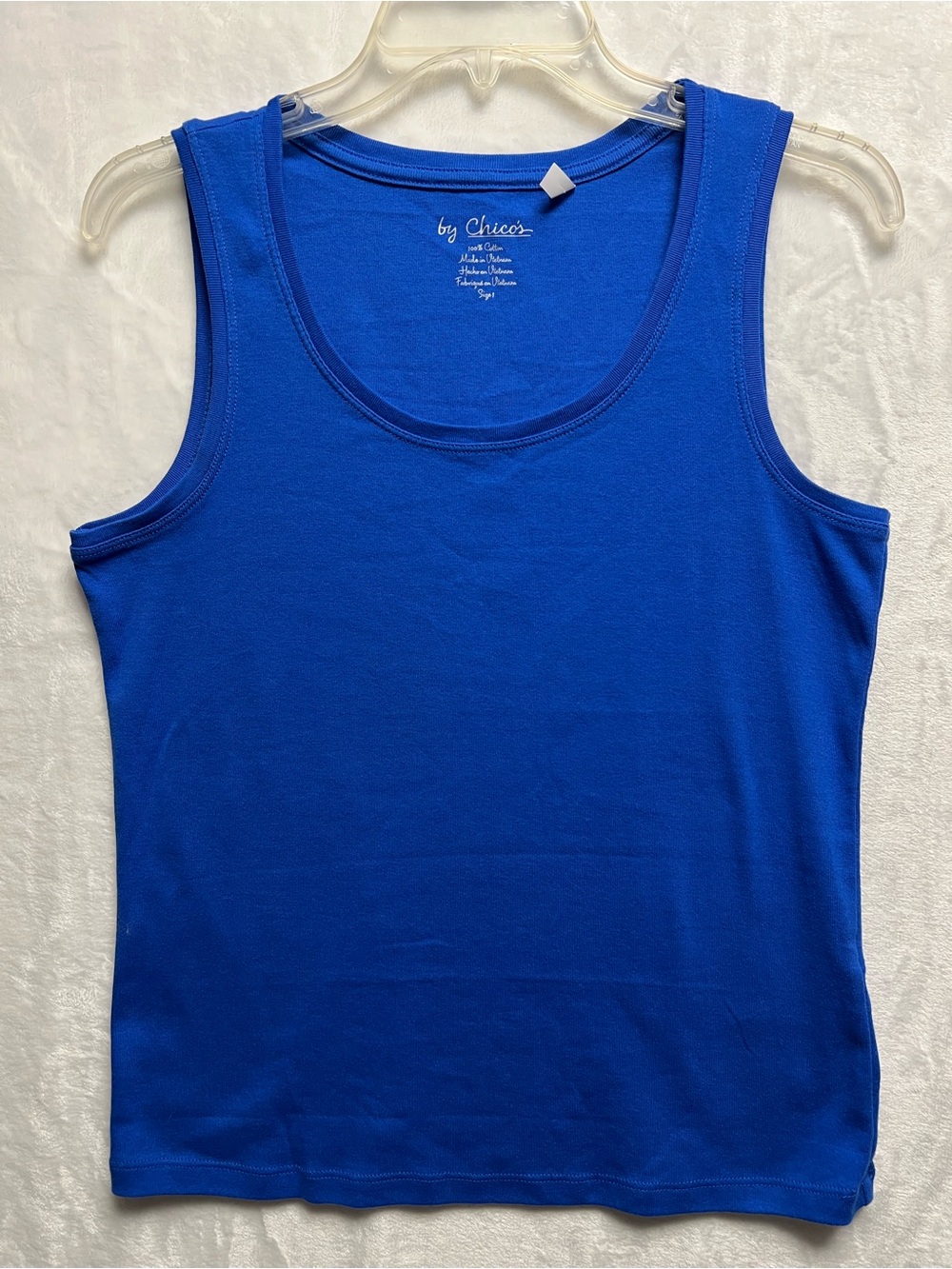 Chico's Tank Top Womens Size M Blue Sleeveless Scoop Neck Knit Casual